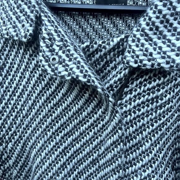 Second Female Petra Jacket M Black White Wool Blend Textured Open Front Coat - Picture 3 of 16